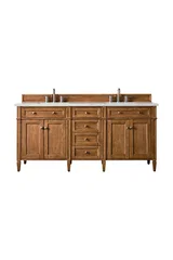 Brittany 72" Double Vanity, Saddle Brown w/ 3 CM Ethereal Noctis Silestone Top