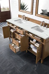 Brittany 72" Double Vanity, Saddle Brown w/ 3 CM Ethereal Noctis Silestone Top