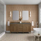 Brittany 72" Double Vanity, Saddle Brown w/ 3 CM Parisien Bleu Silestone Top