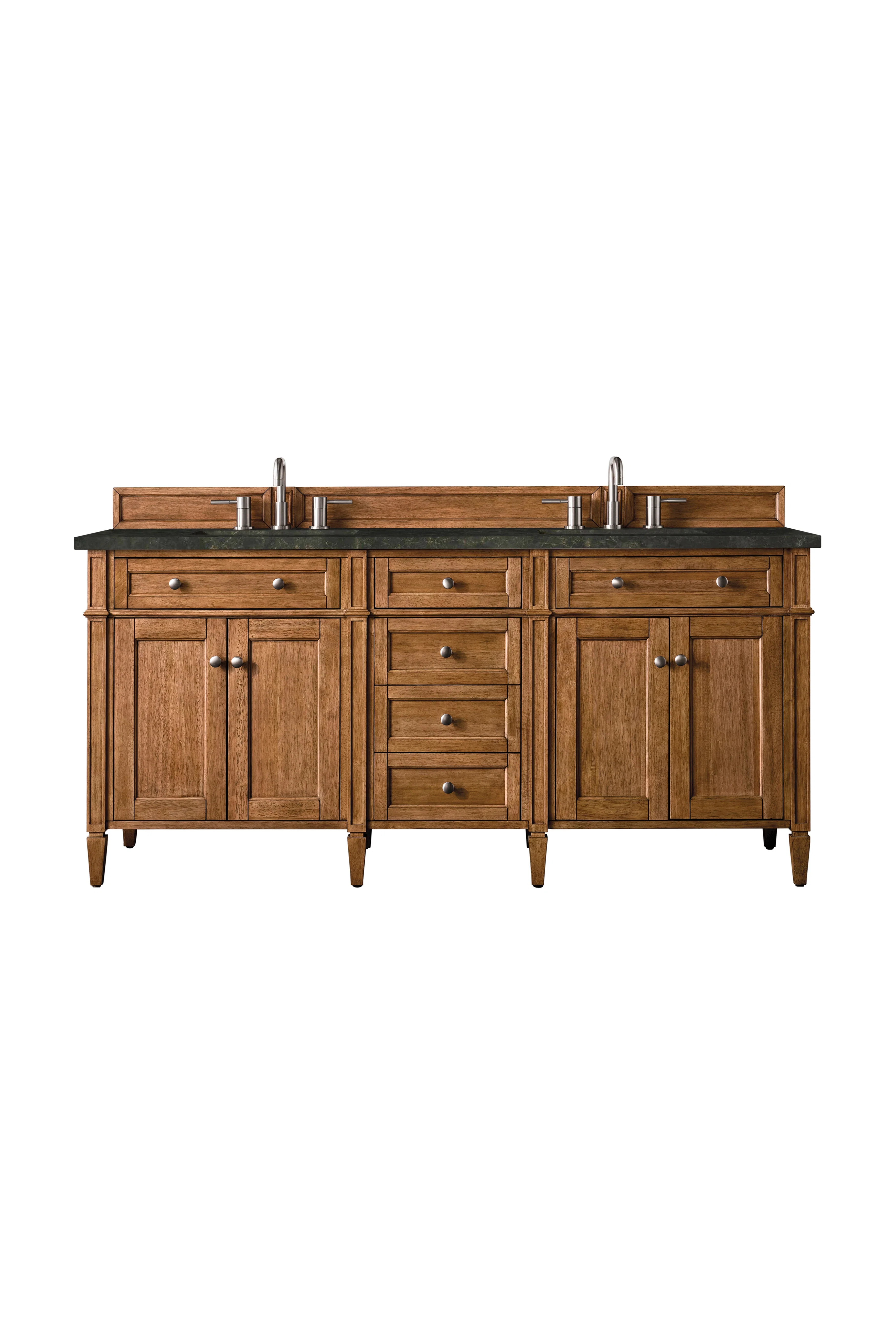 Brittany 72" Double Vanity, Saddle Brown, w/ 3 CM Phantome Eclos Top