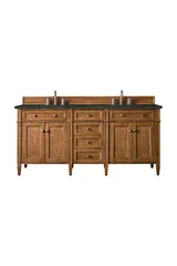 Brittany 72" Double Vanity, Saddle Brown, w/ 3 CM Phantome Eclos Top