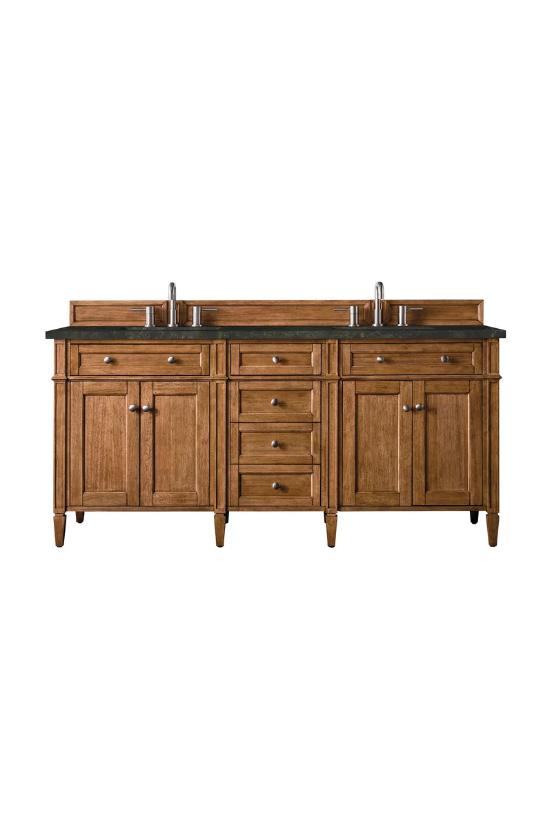 Brittany 72" Double Vanity, Saddle Brown, w/ 3 CM Phantome Eclos Top