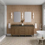 Brittany 72" Double Vanity, Saddle Brown, w/ 3 CM Phantome Eclos Top