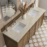 Brittany 72" Double Vanity, Saddle Brown, w/ 3 CM Tajnar Eclos Top