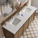 Brittany 72" Double Vanity, Saddle Brown w/ 3 CM Eternal Jasmine Pearl Silestone Top w/FreePower Wireless Charger