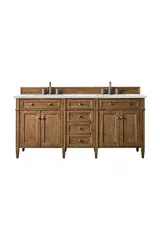 Brittany 72" Double Vanity, Saddle Brown w/ 3 CM Ethereal Noctis Silestone Top w/FreePower Wireless Charger