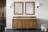 Brittany 72" Double Vanity, Saddle Brown w/ 3 CM Ethereal Noctis Silestone Top w/FreePower Wireless Charger