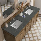 Brittany 72" Double Vanity, Saddle Brown w/ 3 CM Parisien Bleu Silestone Top w/FreePower Wireless Charger