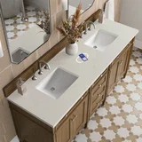 Brittany 72" Double Vanity, Saddle Brown, w/ 3 CM Siberian Silestone Top w/FreePower Wireless Charger