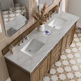 Brittany 72" Double Vanity, Saddle Brown w/ 3 CM Victorian Silver Silestone Top w/FreePower Wireless Charger