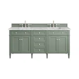 Brittany 72" Double Vanity, Smokey Celadon w/ 3 CM Carrara Marble Top