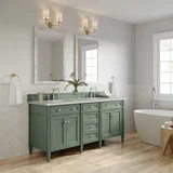 Brittany 72" Double Vanity, Smokey Celadon w/ 3 CM Eternal Jasmine Pearl Top