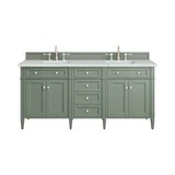 Brittany 72" Double Vanity, Smokey Celadon w/ 3 CM Ethereal Noctis Top