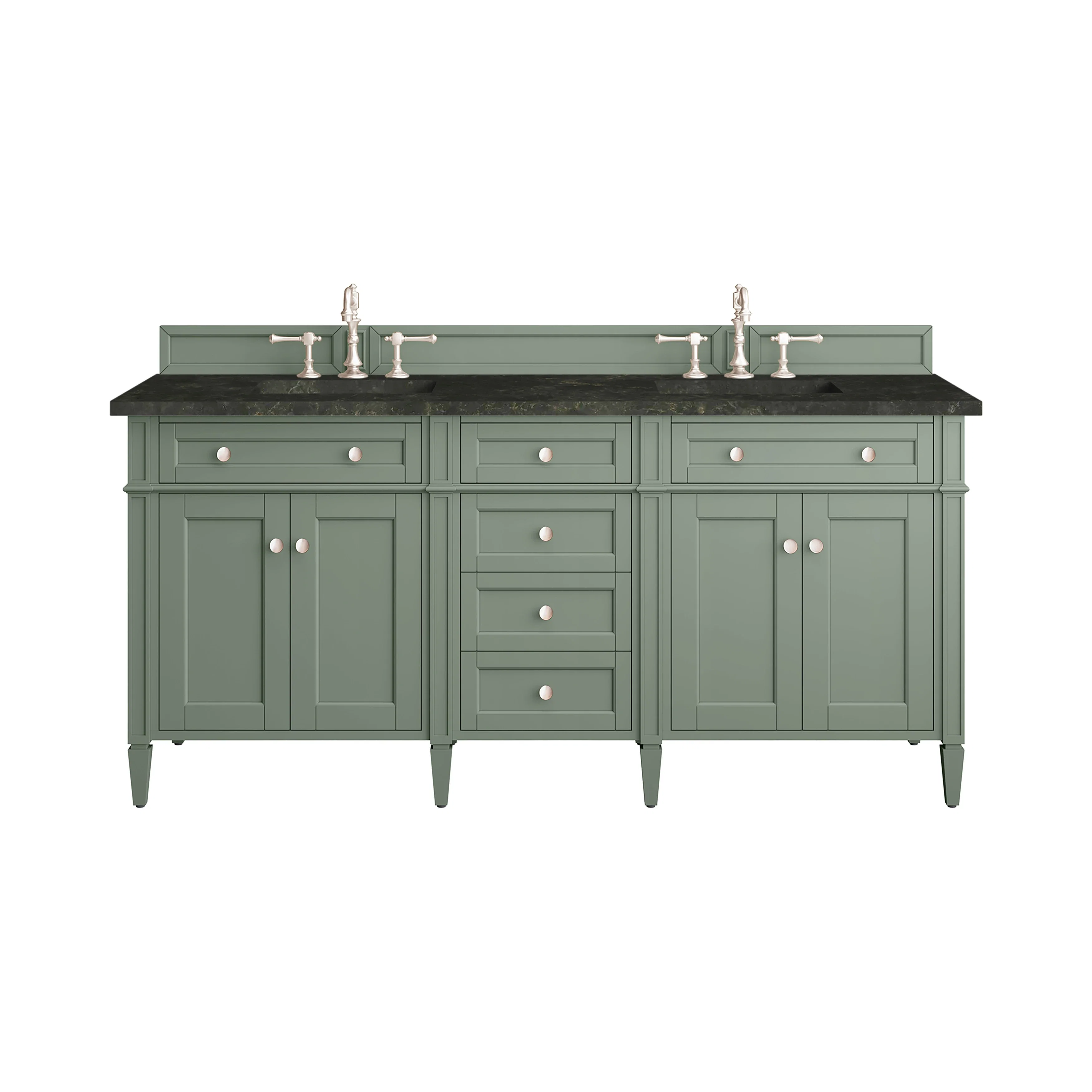 Brittany 72" Double Vanity, Smokey Celadon, w/ 3 CM Phantome Eclos Top