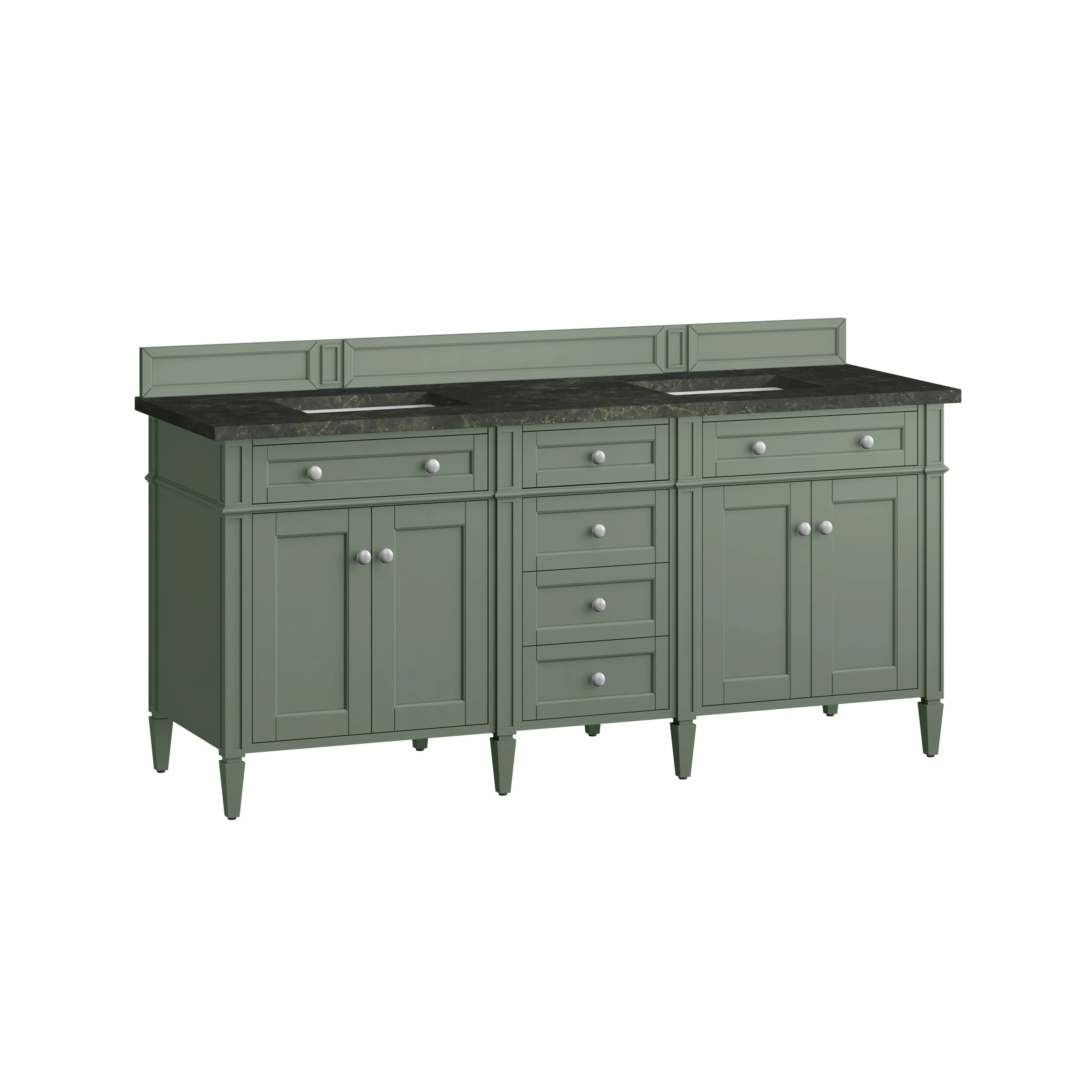 Brittany 72" Double Vanity, Smokey Celadon, w/ 3 CM Phantome Eclos Top