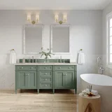Brittany 72" Double Vanity, Smokey Celadon, w/ 3 CM Siberian Silestone Top