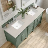 Brittany 72" Double Vanity, Smokey Celadon, w/ 3 CM Siberian Silestone Top