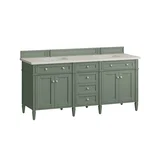 Brittany 72" Double Vanity, Smokey Celadon, w/ 3 CM Siberian Silestone Top