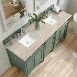 Brittany 72" Double Vanity, Smokey Celadon, w/ 3 CM Tajnar Eclos Top
