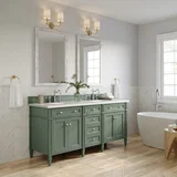 Brittany 72" Double Vanity, Smokey Celadon w/ 3 CM White Zeus Top