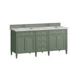 Brittany 72" Double Vanity, Smokey Celadon w/ 3 CM Eternal Jasmine Pearl Top w/FreePower Wireless Charger