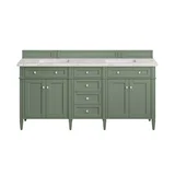 Brittany 72" Double Vanity, Smokey Celadon w/ 3 CM Eternal Jasmine Pearl Top w/FreePower Wireless Charger