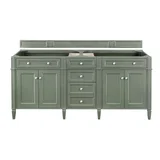 Brittany 72" Double Vanity, Smokey Celadon w/ 3 CM Eternal Jasmine Pearl Top w/FreePower Wireless Charger