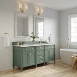 Brittany 72" Double Vanity, Smokey Celadon w/ 3 CM Eternal Jasmine Pearl Top w/FreePower Wireless Charger