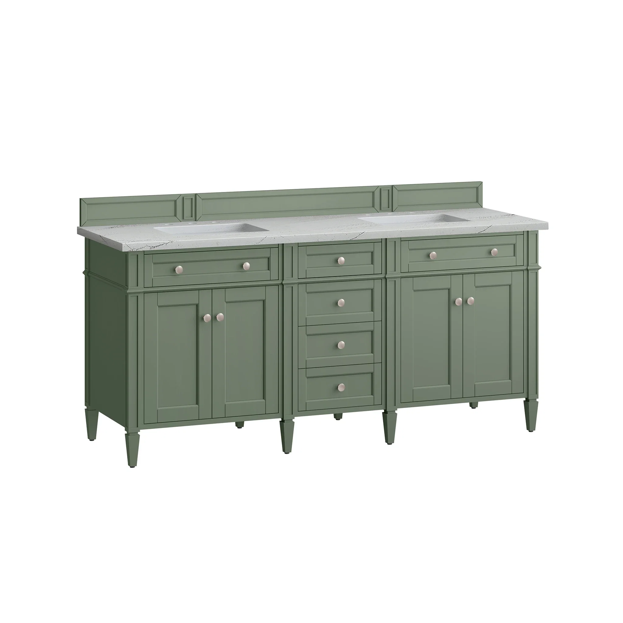 Brittany 72" Double Vanity, Smokey Celadon w/ 3 CM Ethereal Noctis Top w/FreePower Wireless Charger