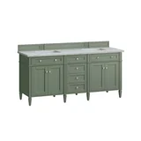 Brittany 72" Double Vanity, Smokey Celadon w/ 3 CM Ethereal Noctis Top w/FreePower Wireless Charger