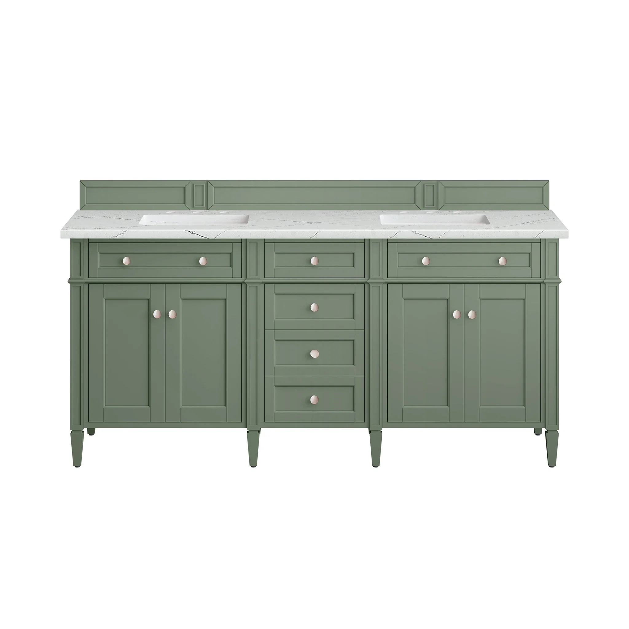 Brittany 72" Double Vanity, Smokey Celadon w/ 3 CM Ethereal Noctis Top w/FreePower Wireless Charger