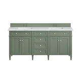Brittany 72" Double Vanity, Smokey Celadon w/ 3 CM Ethereal Noctis Top w/FreePower Wireless Charger