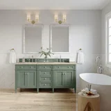 Brittany 72" Double Vanity, Smokey Celadon, w/ 3 CM Tajnar Eclos Top w/FreePower Wireless Charger