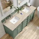 Brittany 72" Double Vanity, Smokey Celadon, w/ 3 CM Tajnar Eclos Top w/FreePower Wireless Charger