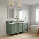 Brittany 72" Double Vanity, Smokey Celadon w/ 3 CM Victorian Silver Top w/FreePower Wireless Charger