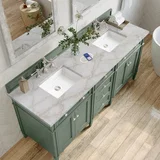 Brittany 72" Double Vanity, Smokey Celadon w/ 3 CM Victorian Silver Top w/FreePower Wireless Charger