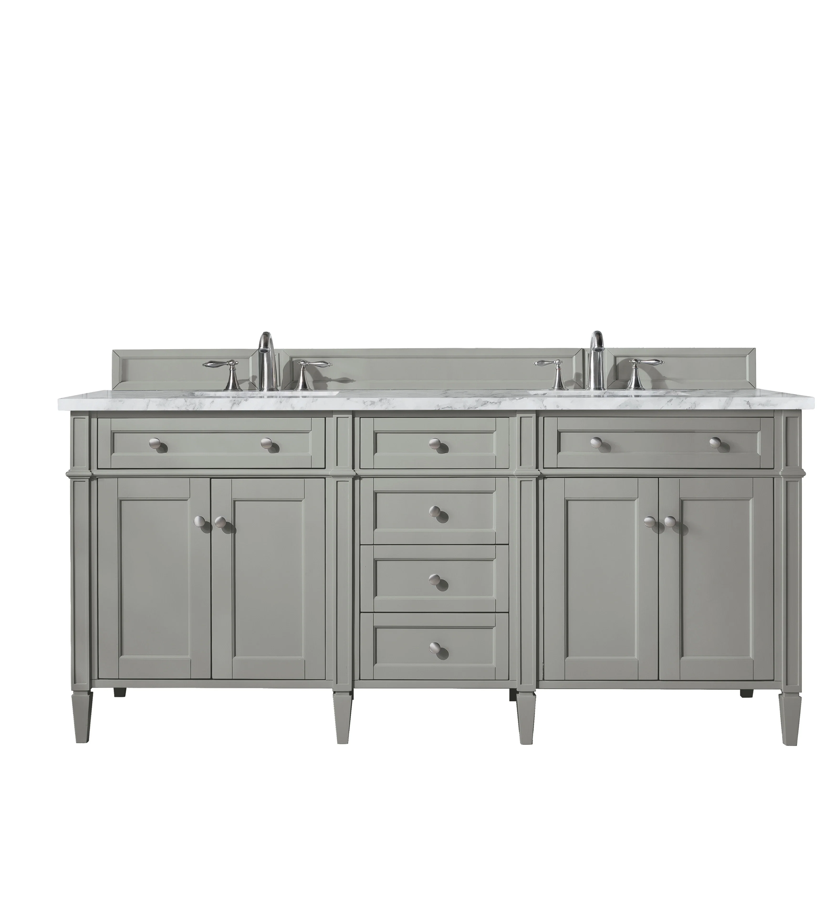 Brittany 72" Double Vanity, Urban Gray w/ 3 CM Carrara Marble Top