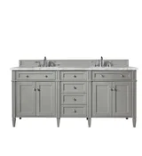 Brittany 72" Double Vanity, Urban Gray w/ 3 CM Carrara Marble Top