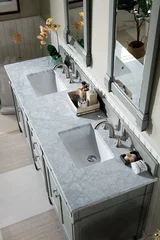 Brittany 72" Double Vanity, Urban Gray w/ 3 CM Carrara Marble Top