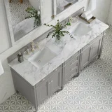 Brittany 72" Double Vanity, Urban Gray w/ 3 CM Carrara Marble Top