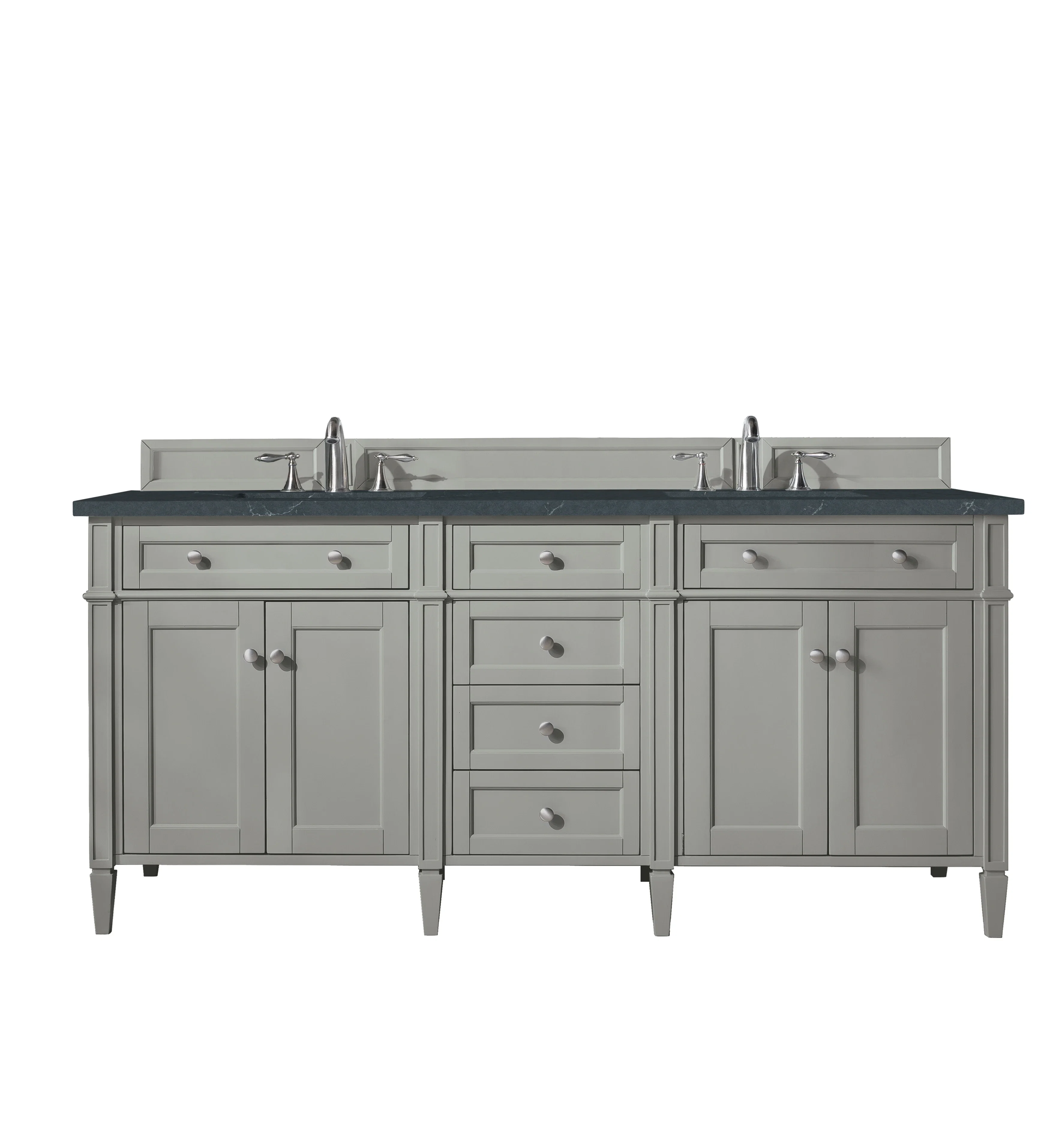 Brittany 72" Double Vanity, Urban Gray w/ 3 CM Charcoal Soapstone Silestone Top