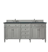 Brittany 72" Double Vanity, Urban Gray w/ 3 CM Charcoal Soapstone Silestone Top