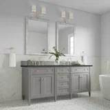 Brittany 72" Double Vanity, Urban Gray w/ 3 CM Charcoal Soapstone Silestone Top