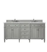 Brittany 72" Double Vanity, Urban Gray w/ 3 CM Eternal Jasmine Pearl Silestone Top