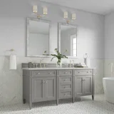 Brittany 72" Double Vanity, Urban Gray w/ 3 CM Eternal Jasmine Pearl Silestone Top