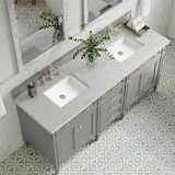 Brittany 72" Double Vanity, Urban Gray w/ 3 CM Eternal Jasmine Pearl Silestone Top