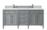 Brittany 72" Double Vanity, Urban Gray w/ 3 CM Eternal Marfil Silestone Top