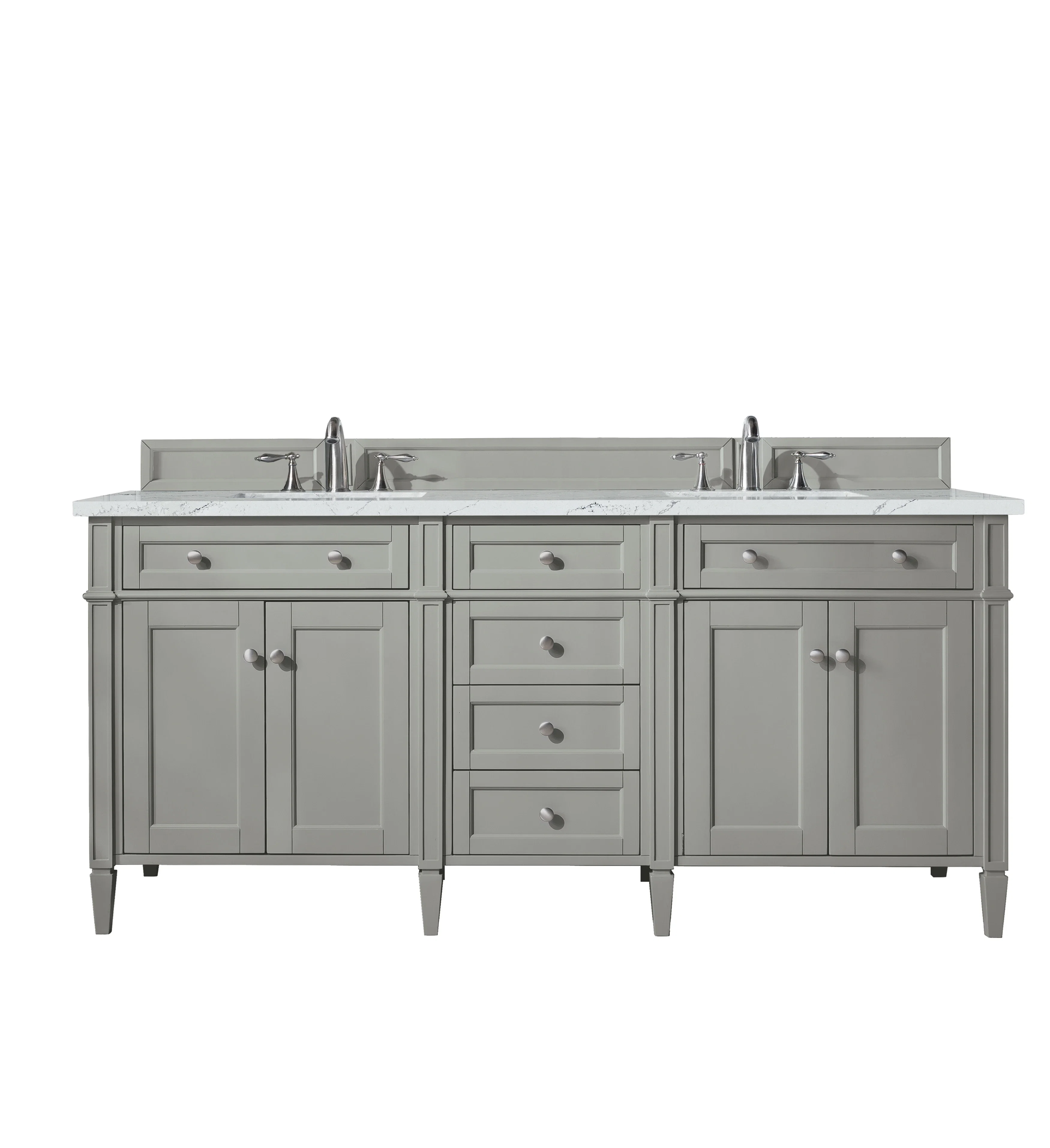 Brittany 72" Double Vanity, Urban Gray w/ 3 CM Ethereal Noctis Silestone Top