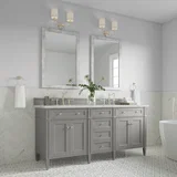 Brittany 72" Double Vanity, Urban Gray w/ 3 CM Ethereal Noctis Silestone Top