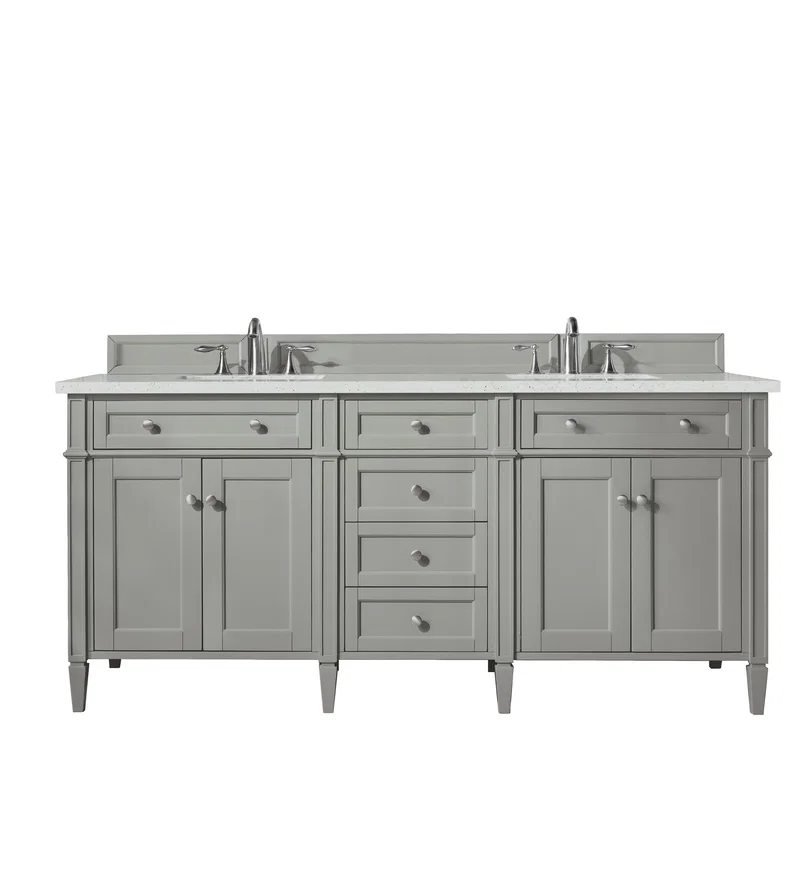 Brittany 72" Double Vanity, Urban Gray w/ 3 CM Lime Delight Silestone Top